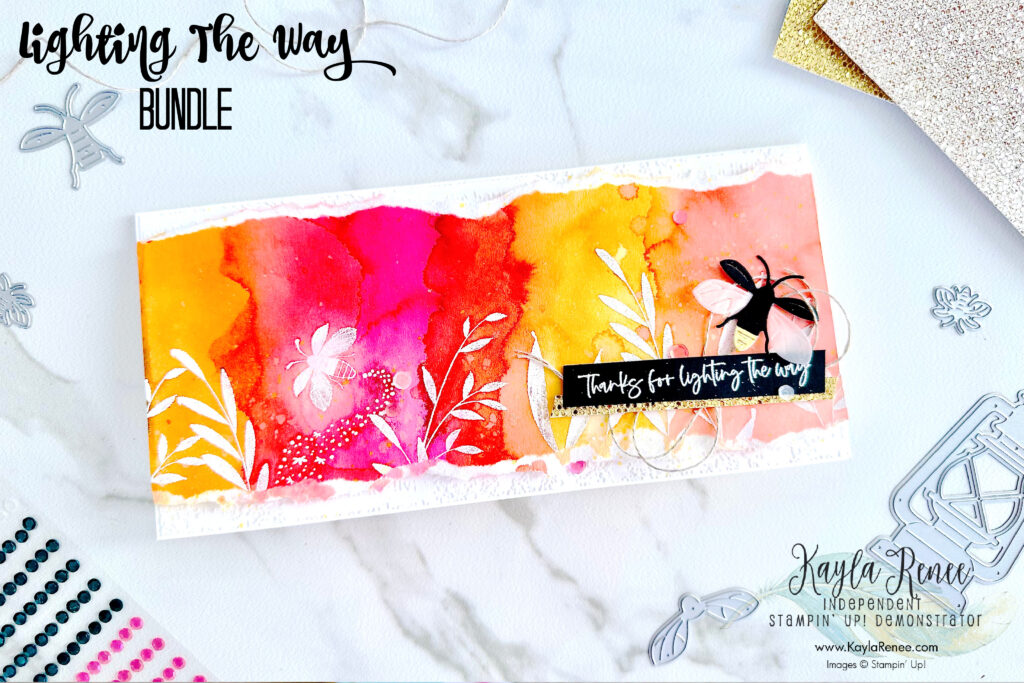 Handmade card using Stampin’ Up! Lighting the Way bundle CASE'd from Tammy Wilson - slimline card featuring watercolour and featuring Stampin’ Up! Lighting the Way bundle and sharing a slimline card template and extra custom slimline custom template for envelope