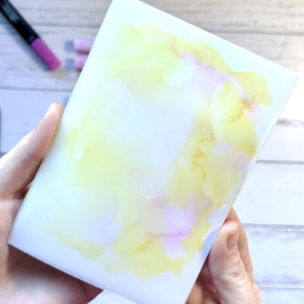 Alcohol ink technique background in lemon lolly and bubble bath using Stampin' Blends from Stampin’ Up! 