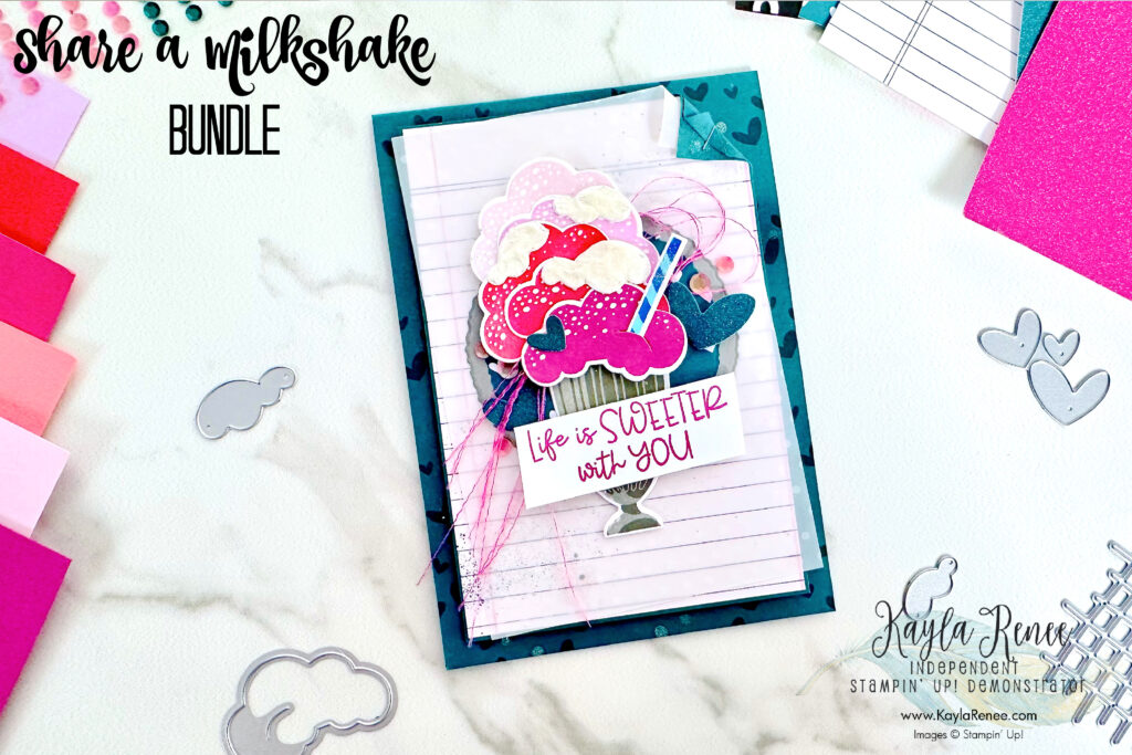 A great card featuring lots of layered textures using Stampin’ Up! Share a milkshake bundle for International Milkshake Month using lots of layering techniques, embossing paste and a fun pink colour combination. FREE pdf and video download on the blog post.