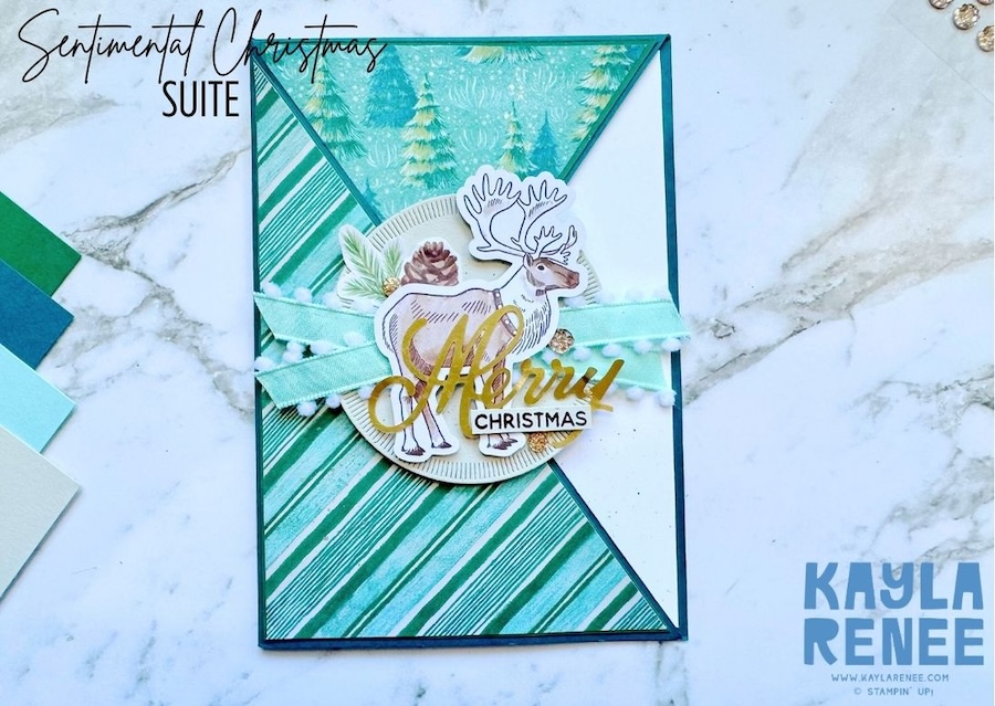 How to Make a Double Diagonal Flap Card with Stampin’ Up! Sentimental Christmas Suite